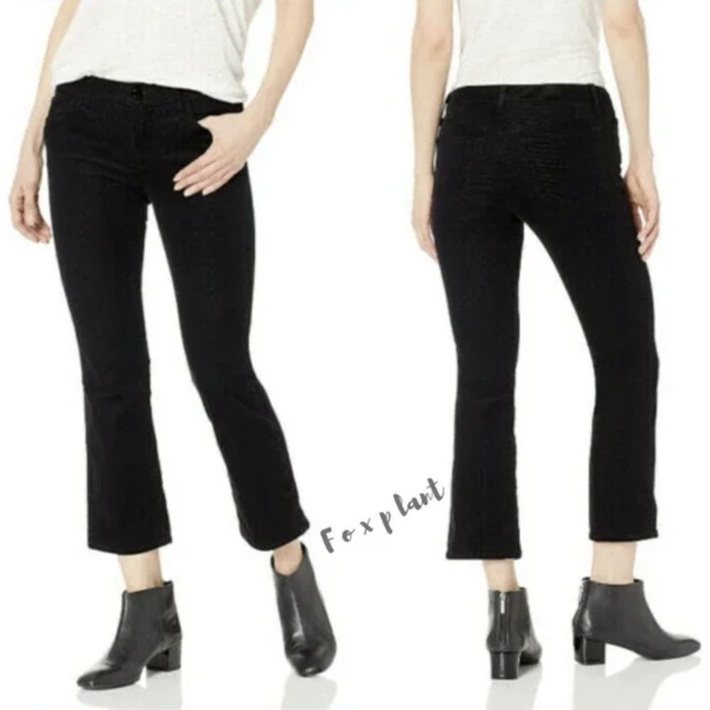 New J Brand Black Selena Bootcut Midrise Skinny Crop Corduroy Pants 27